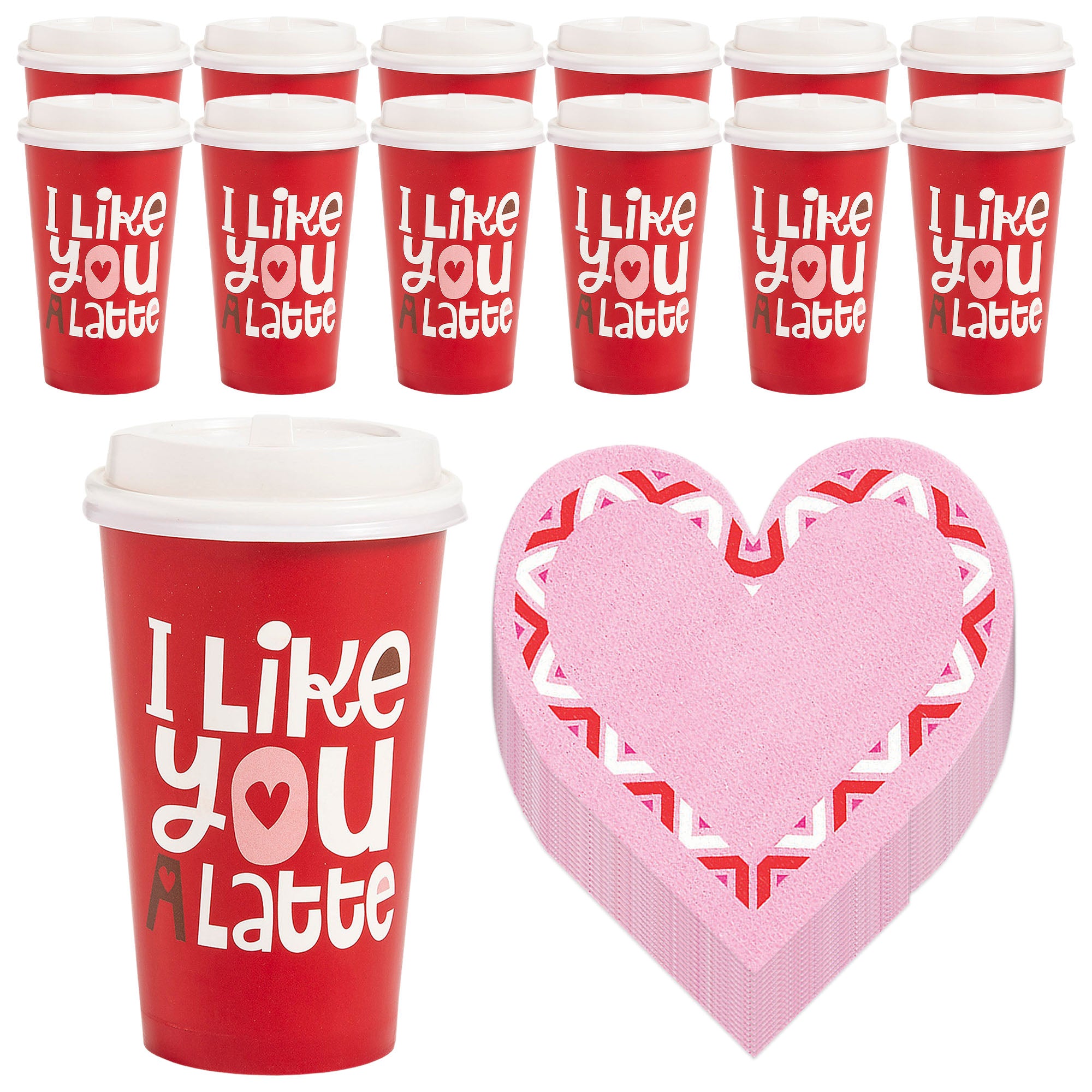 Valentine's Day I Like You a Latte Disposable Coffee Cups and Heart –  Home & Hoopla